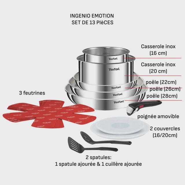 Set Batterie De Cuisine 13Pcs Inox Tefal L896SD04