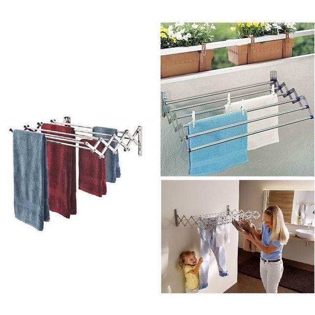 Dalux  Sèche Linge mural pliable 120cm- Aluminium