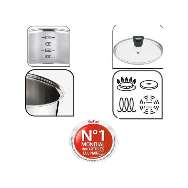 Tefal Série De 6 Pièces Faitouts  Et Casseroles Argent