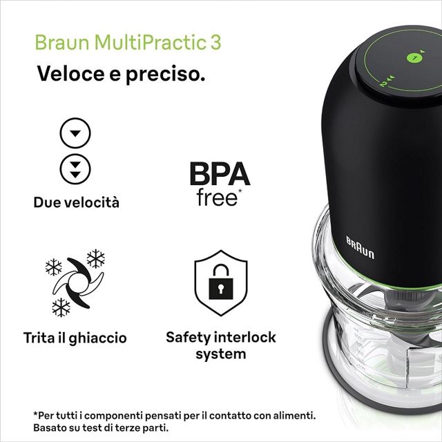 Braun multipractic 3 hachoir avec 4 lames CH3011BK