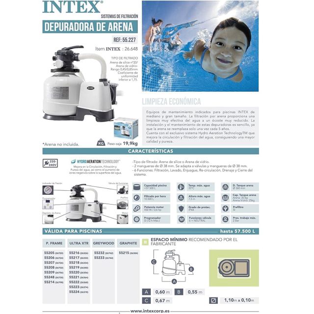 Intex filtre à sable pour piscine 8m³/h 26648