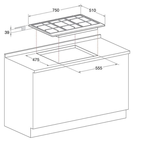Ariston plaque de cuisson encastrable 75cm  PCN 751