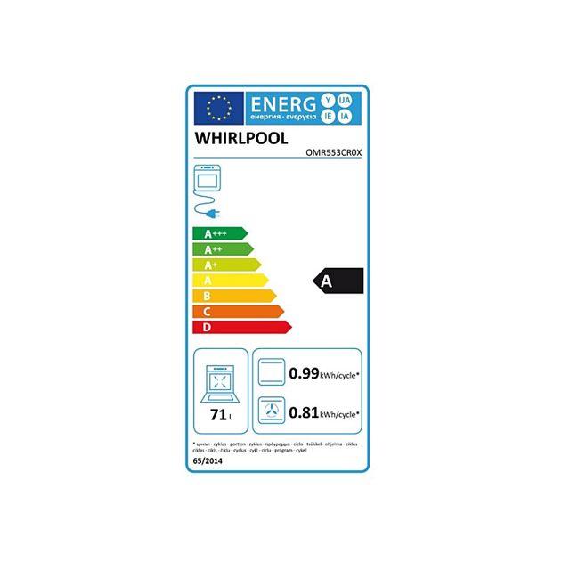 Whirlpool four encastrable OMR553CR0X 71 litres