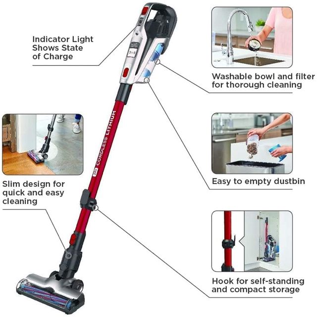 Black&amp;Decker aspirateur sans fil 3 en 1 BHFE620J-GB