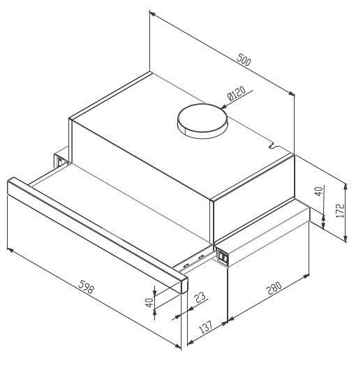 Proff hotte télescopique encastrable  60cm 7062B