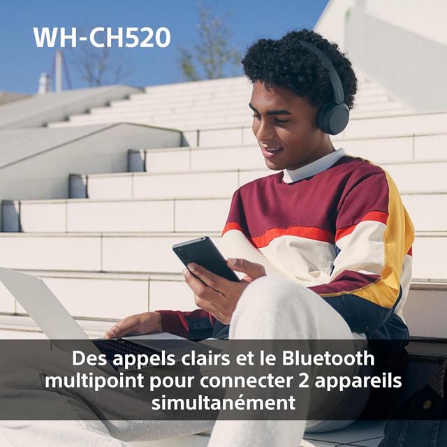 Sony casque bluetooth sans fil noir WH-CH520
