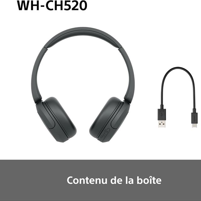 Sony casque bluetooth sans fil noir WH-CH520
