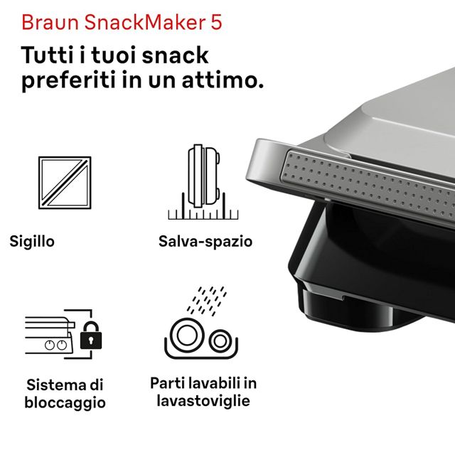 Braun grille pain snackmaker 800W argent 5SM5005