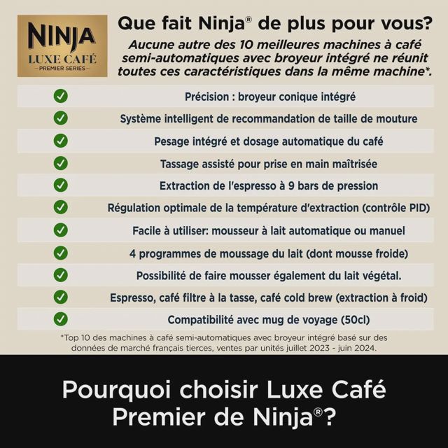 Ninja machine à café Luxe  broyeur à grains ES601EU