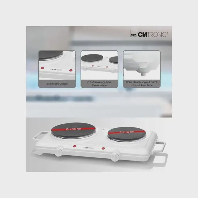 Clatronic Double Plaque De Cuisson  Dkp 3583  2500 W  Blanc