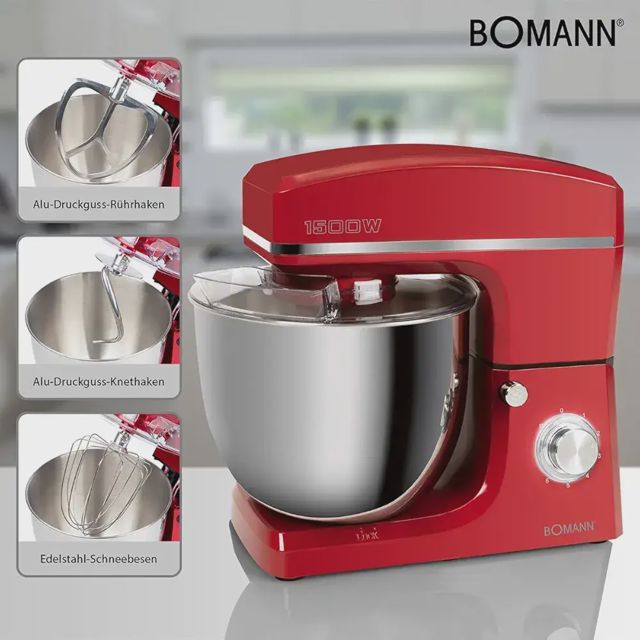 Robot pétrin  10L 1500W Bomann KM 6036 CB Rouge