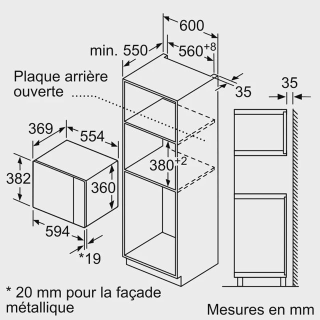 Bosch Micro-ondes encastrable Série 6  25L BFL554MB1F