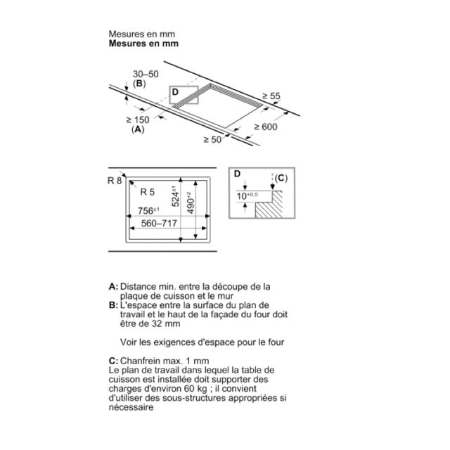 Bosch Plaque de cuisson encastrable Série 6 PPQ7A6I40  75cm