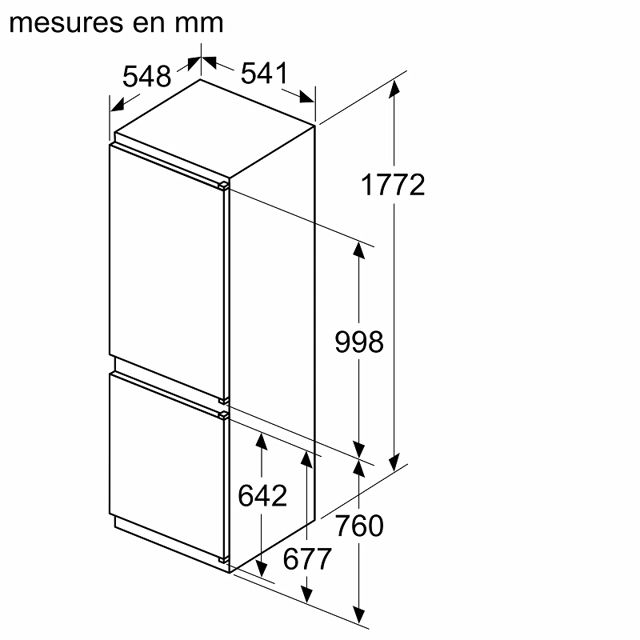 Bosch Réfrigérateur combiné intégrable  Série 4  KIV86VSE0