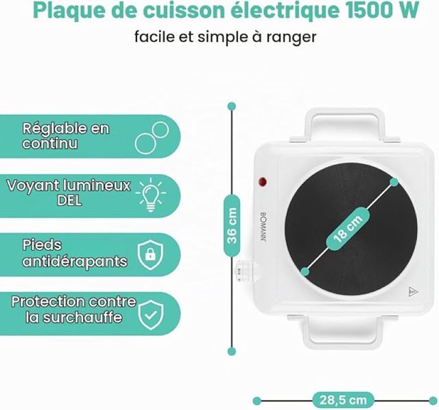 Bomann Plaque De Cuisson 1500 WEkp 5027