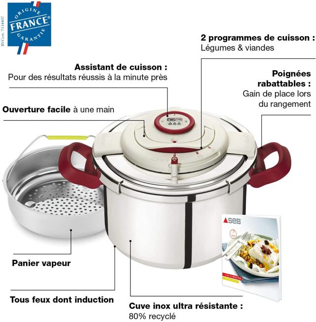 Seb cocotte autocuiseur 6l Clipso Plus Précision