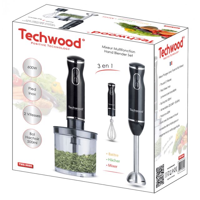 Techwood Mixeur plongeant 3en1 600W  TMS-9666